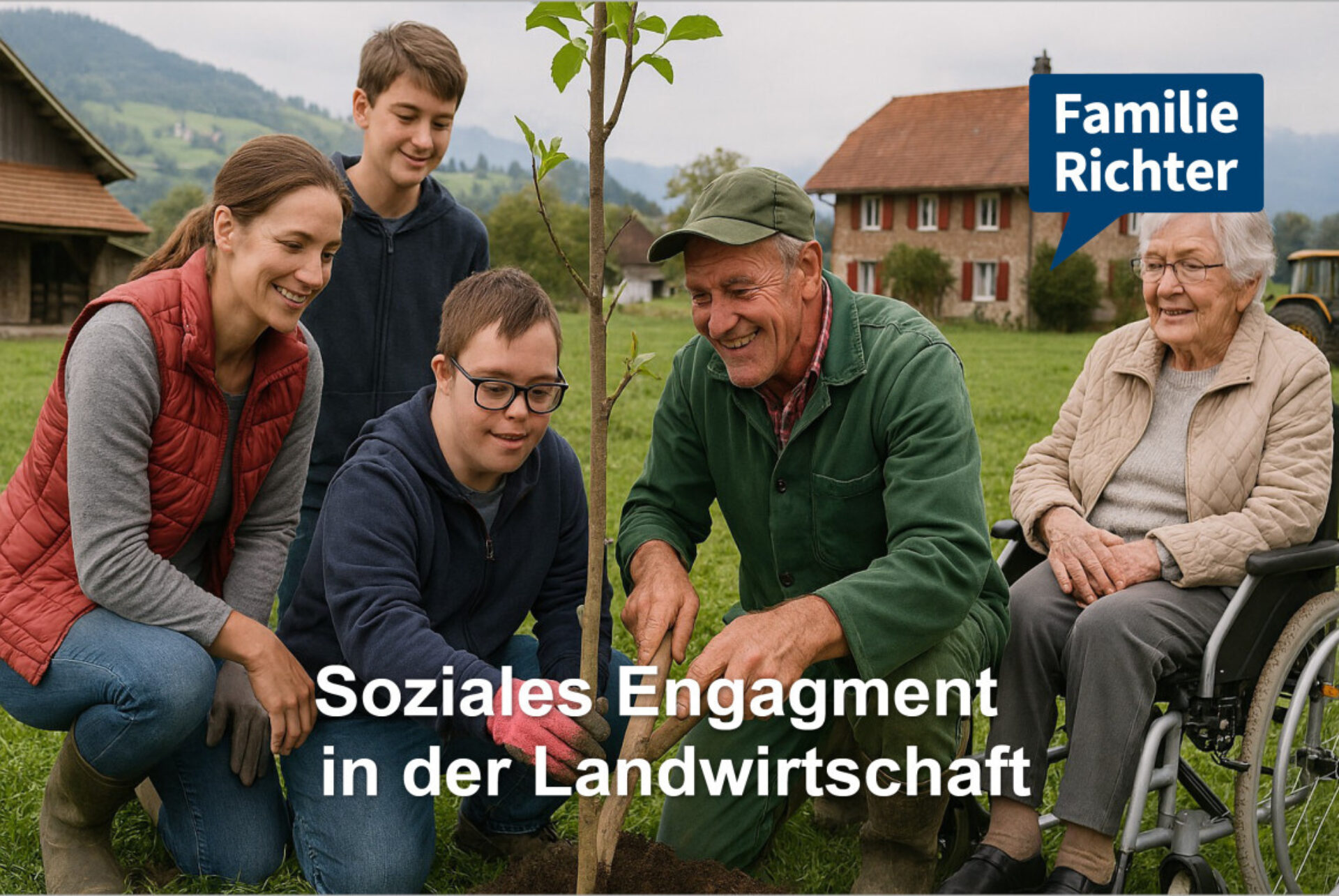 ein KI generiertes Foto von Personen die gemeinsam einen Baum pflanzen